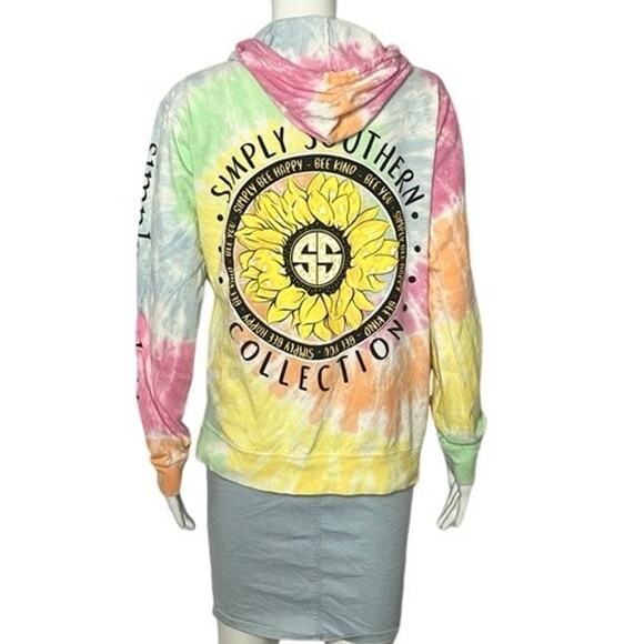Simply Southern Tie Dye Hoodie Sweatshirt Women S Simply Bee Happy Collection - Picture 4 of 8